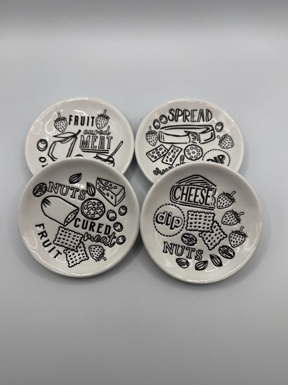 Mud Pie Charcuterie Tapas Tidbit 4" Plate Set